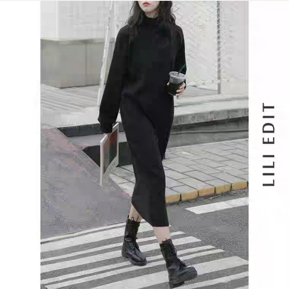 NWT Black Mockneck Sweater Dress
